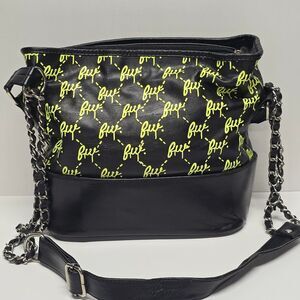 Filthy Wealth Genuine Black Leather Shoulder Crossbody Bag Pop Art